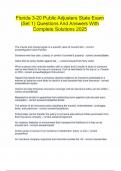 Florida 3-20 Public Adjusters State Exam &lpar;Set 1&rpar; Questions And Answers With Complete Solutions 2025