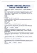 Certified crop advisor Agronomy  Practice Exam Q&A solved 