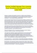 Florida Certified Adjuster Pre-Licensing Exam Questions And Answers Correct Latest 2025