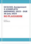 GCS1501 Assignment 3 &lpar;COMPLETE ANSWERS&rpar; 2025 - DUE 30 July 2025