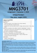 MNG3701 Assignment 1 &lpar;ANSWERS&rpar; Semester 2 2025 - DISTINCTION GUARANTEED