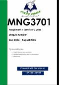 MNG3701 Assignment 1 &lpar;QUALITY ANSWERS&rpar; Semester 2 2025