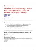 NURS 6521 Advanced Pharmacology &ndash; Week 11 Final Exam 2025 Questions & Answers with Rationales &vert; 100&percnt; Verified &vert; Graded A&plus;