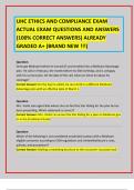 UHC ETHICS AND COMPLIANCE EXAM ACTUAL EXAM QUESTIONS AND ANSWERS &lpar;100&percnt; CORRECT ANSWERS&rpar; ALREADY GRADED A&plus; &lpar;BRAND NEW &excl;&excl;&excl;&rpar;