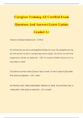 Caregiver Training AZ Certified Exam Questions And Answers Latest Update Graded A&plus;