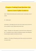 Caregiver Training Exam Questions And Answers Latest Update Graded A&plus;