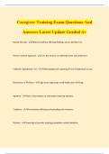 Caregiver Training Exam Questions And Answers Latest Update Graded A&plus;