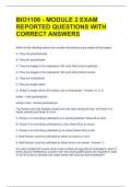 BIO1108 - MODULE 2 EXAM REPORTED QUESTIONS WITH CORRECT ANSWERS 