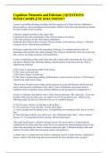 Cognition&colon; Dementia and Delirium &vert;&vert; QUESTIONS WITH COMPLETE SOLUTIONS&excl;&excl;&excl;