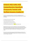 EVOLVE MED SURG HESI Comprehensive Questions &lpar;Frequently Tested&rpar; with Verified Answers Graded A&plus;