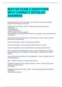 BIO1108 EXAM 2 QUESTIONS WITH CORRECT DETAILED ANSWERS 