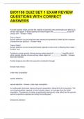 BIO1108 QUIZ SET 1 EXAM REVIEW QUESTIONS WITH CORRECT ANSWERS 