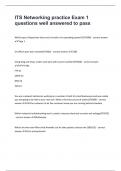 ITS Networking practice Exam 1 questions well answered to pass