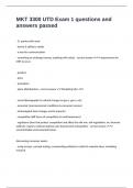 MKT 3300 UTD Exam 1 questions and answers passed