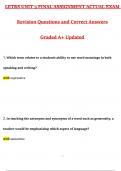 LETRS Unit 5 Final Assessment Exam &lpar;Latest 2025 &sol; 2026 Update&rpar; Questions & Correct Answers &lpar;100&percnt; Correct Verified Answers&rpar; Already Graded A&plus;