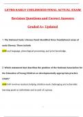 LETRS Early Childhood Final Exam &lpar;Latest 2025 &sol; 2026 Update&rpar; Questions & Correct Answers &lpar;100&percnt; Correct Verified Answers&rpar; Already Graded A&plus;