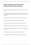 SBI3U- Biology Final Exam Study questions and answers passed