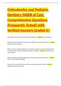 Orthodontics and Pediatric Dentistry &lpar;NDEB of Can&rpar; Comprehensive Questions &lpar;Frequently Tested&rpar; with Verified Answers Graded A&plus;