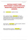 SUFFOLK COUNTY HOME  IMPROVEMENT LICENSE EXAM 2025  BRAND NEW ACTUAL EXAM WITH  ANSWERS&period;