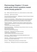 Pharmacology Chapters 1-13 exam study guide revision questions newest review already graded A&plus;