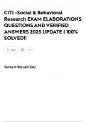 CITI -Social&Behavioral Research EXAM ELABORATIONS QUESTIONS AND VERIFIED ANSWERS 2025 UPDATE &vert; 100&percnt; SOLVED&excl;&excl;
