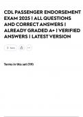 CDL PASSENGER ENDORSEMENT  EXAM 2025 &vert; ALL QUESTIONS AND CORRECT ANSWERS &vert; ALREADY GRADED A&plus; &vert; VERIFIED ANSWERS &vert; LATEST VERSION