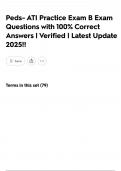 Peds- ATI Practice Exam B Exam Questions with 100&percnt; Correct Answers &vert; Verified &vert; Latest Update 2025&excl;&excl;
