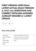 WEST VIRGINIA MPJE EXAM LATEST ACTUAL EXAM VERSION A&comma; B & C ALL QUESTIONS AND CORRECT DETAILED ANSWERS ALREADY GRADED A&plus; LATEST UPDATE
