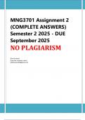 MNG3701 Assignment 2 &lpar;COMPLETE ANSWERS&rpar; Semester 2 2025 - DUE September 2025