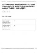 2025 Updated&colon; ATI RN Fundamentals Proctored EXAM COMPLETE QUESTIONS AND ANSWERS &vert; ALREADY PASSED &vert; 2025 LATEST&excl;&excl;