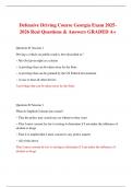 Defensive Driving Course Georgia Exam 2025-2026 Real Questions & Answers GRADED A&plus;