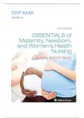 Test Bank for Essentials of Maternity&comma; Newborn&comma; and Women's Health 5th Edition by Susan Ricci &lpar;Author &lpar;2025&sol;2026&rpar; &lpar;New Edition with All Chapters Covered&rpar;