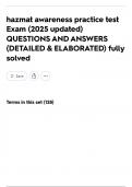 hazmat awareness practice test Exam &lpar;2025 updated&rpar; QUESTIONS AND ANSWERS &lpar;DETAILED & ELABORATED&rpar; fully solved