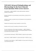 NUR 641E Advanced Pathophysiology and Pharmacology for the Nurse Educator Exam Questions With Correct Answers 