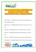 Intro to PTA Final Exam 2025&sol;2026 &ndash; 100&plus; Verified Q&A &ndash; Ethics&comma; Supervision&comma; ICF&comma; History&comma; Lifting Techniques&comma; Documentation&comma; ROM