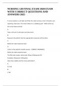 NURSING 120 FINAL EXAM 2020 EXAM WITH CORRECT QUESTIONS AND ANSWERS 2025