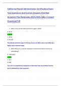 California Payroll Administrator Certification Exam Test Questions And Correct Answers &lpar;Verified  Answers&rpar; Plus Rationales 2025&sol;2026 Q&A &vert; Instant  Download Pdf