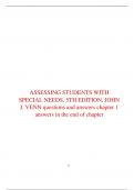 Assessing Students with Special Needs &ndash; 5th Edition &lpar;John J&period; Venn&rpar; &vert; Chapter 1 Questions and Answers &vert; Multiple Choice with Answer Key
