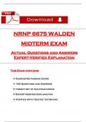NRNP 6675 Midterm Exam Qs and Ans with Explanation &lpar;Latest 2025 &sol; 2026&rpar;&colon; Most Comprehensive to Pass the Exam&comma; 100&percnt; Verified - UPDATED