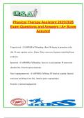 Physical Therapy Assistant Comprehensive Study Guide 2025&sol;2026 &ndash; 250&plus; Questions & Clinical Answers &vert; Special Tests&comma; Orthopedic Pathologies&comma; Manual Therapy&comma; Gait & Rehab Protocols