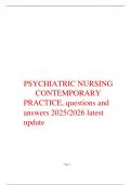 PSYCHIATRIC NURSING  CONTEMPORARY   PRACTICE&comma; questions and  answers 2025&sol;2026 latest  update 