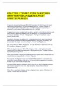 EPA TYPE 1 TESTED EXAM QUESTIONS WITH VERIFIED ANSWERS LATEST UPDATE&excl;&excl;PASSED&excl;&excl;