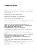Clarity Data Model NEWEST 2025&sol;2026 ACTUAL EXAM COMPLETE QUESTIONS AND CORRECT DETAILED ANSWERS &lpar;VERIFIED ANSWERS&rpar; &vert;ALREADY GRADED A&plus;&vert;&vert;BRAND NEW&excl;&excl;