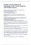 Portage Learning Anatomy & Physiology II&colon; Lab 7 Exam Questions with Verified Answers