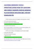 CALIFORNIA EMERGENCY VEHICLE  OPERATIONS COURSE EXAM TEST QUESTIONS  AND CORRECT ANSWERS &lpar;VERIFIED ANSWERS&rpar;  PLUS RATIONALES 2025&sol;2026 Q&A &vert; INSTANT  DOWNLOAD PDF