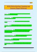 HOSA Biotechnology Questions and  Answers &lpar;Expert Solutions&rpar;