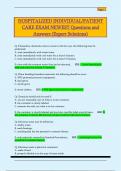 HOSPITALIZED INDIVIDUAL&sol;PATIENT  CARE EXAM NEWEST Questions and  Answers &lpar;Expert Solutions&rpar; 