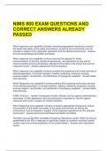 NIMS 800 EXAM QUESTIONS AND CORRECT ANSWERS ALREADY PASSED 