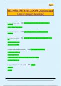 ILLINOIS EMT FINAL EXAM Questions and  Answers &lpar;Expert Solutions&rpar;