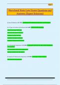 Maryland State Law Exam Questions and  Answers &lpar;Expert Solutions&rpar;